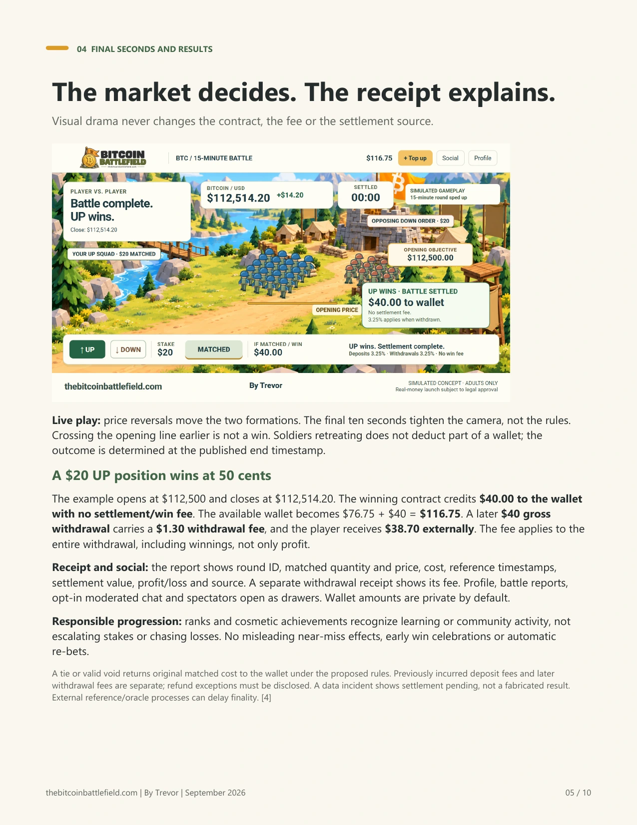Investor paper page 5: The market decides. The receipt explains.. Full page text follows.