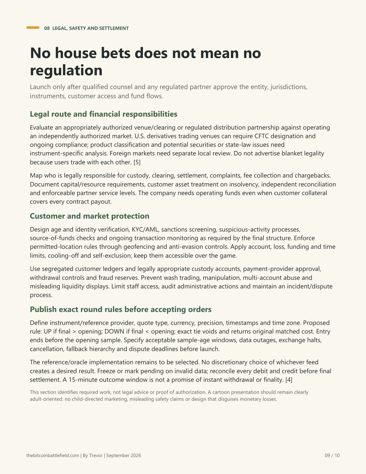 Investor paper page 9: No house bets does not mean no regulation. Full page text follows.